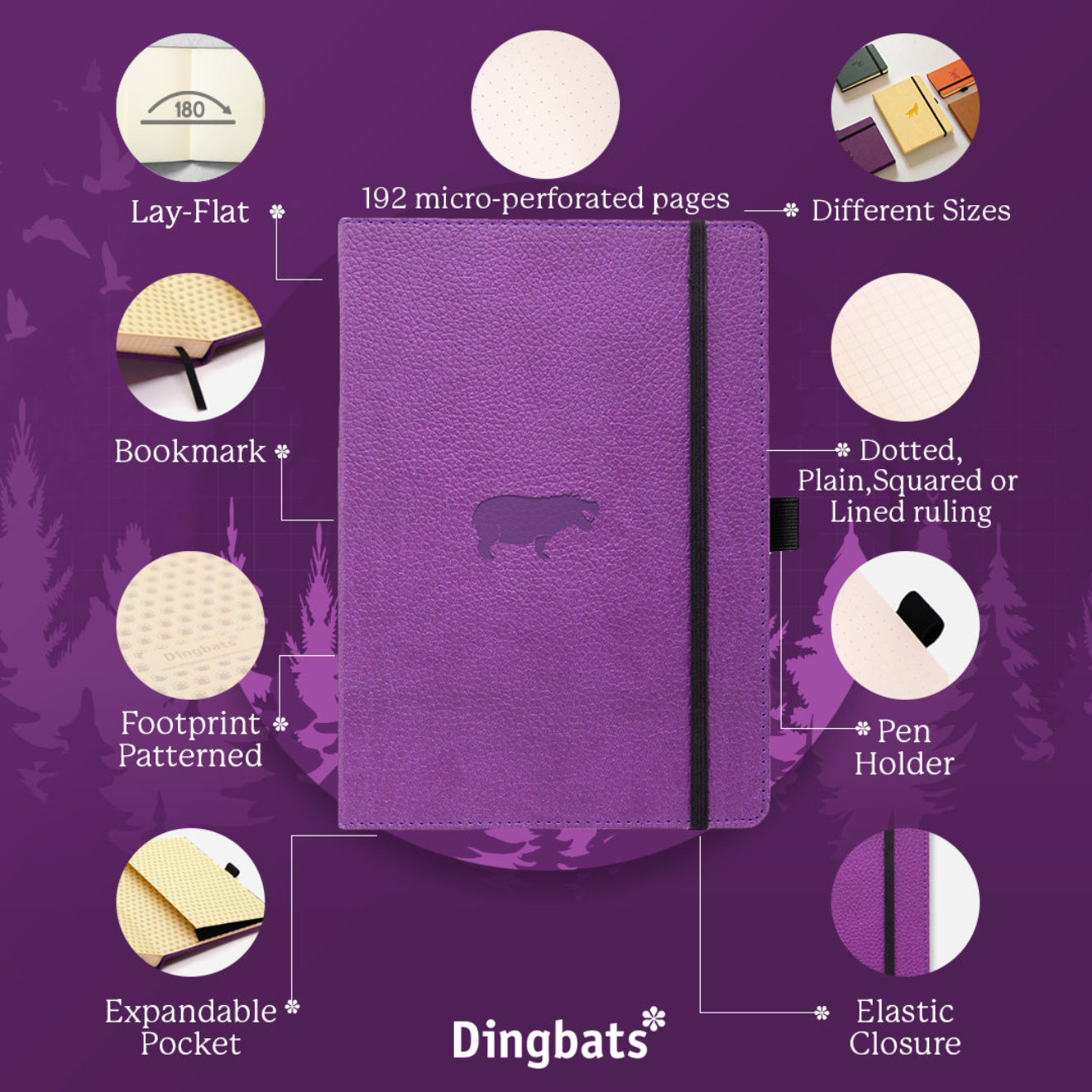 Purple Hippo A6 (9.5 x 14.5 cm)