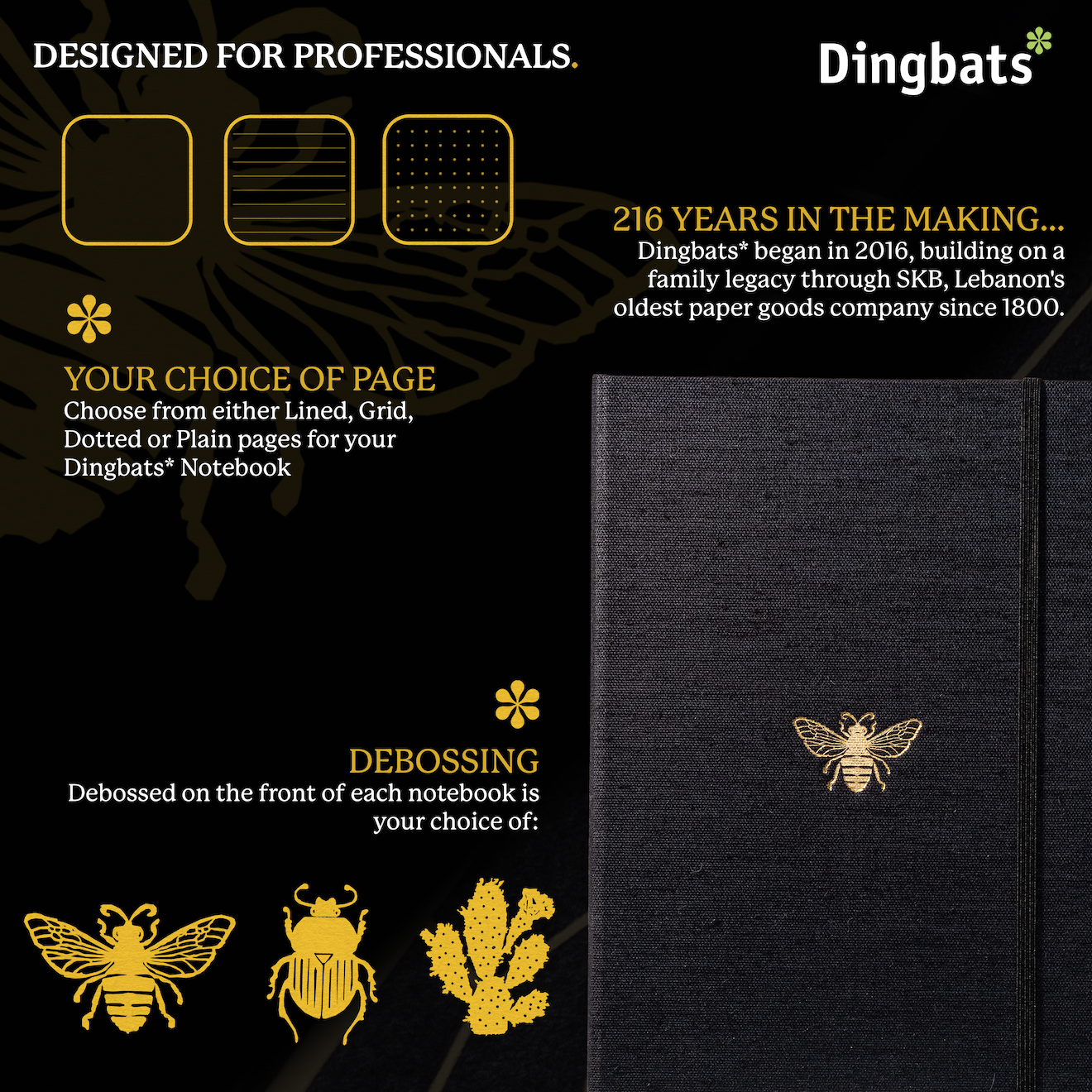 Black & Gold Bee B5 (17.6 x 24.8 cm) with Gift Box