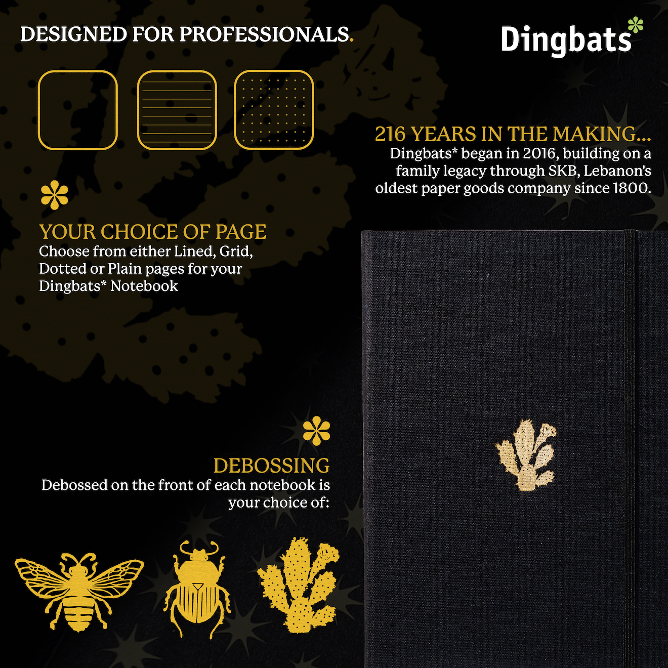 Black & Gold Cactus B5 (17.6 x 24.8 cm)