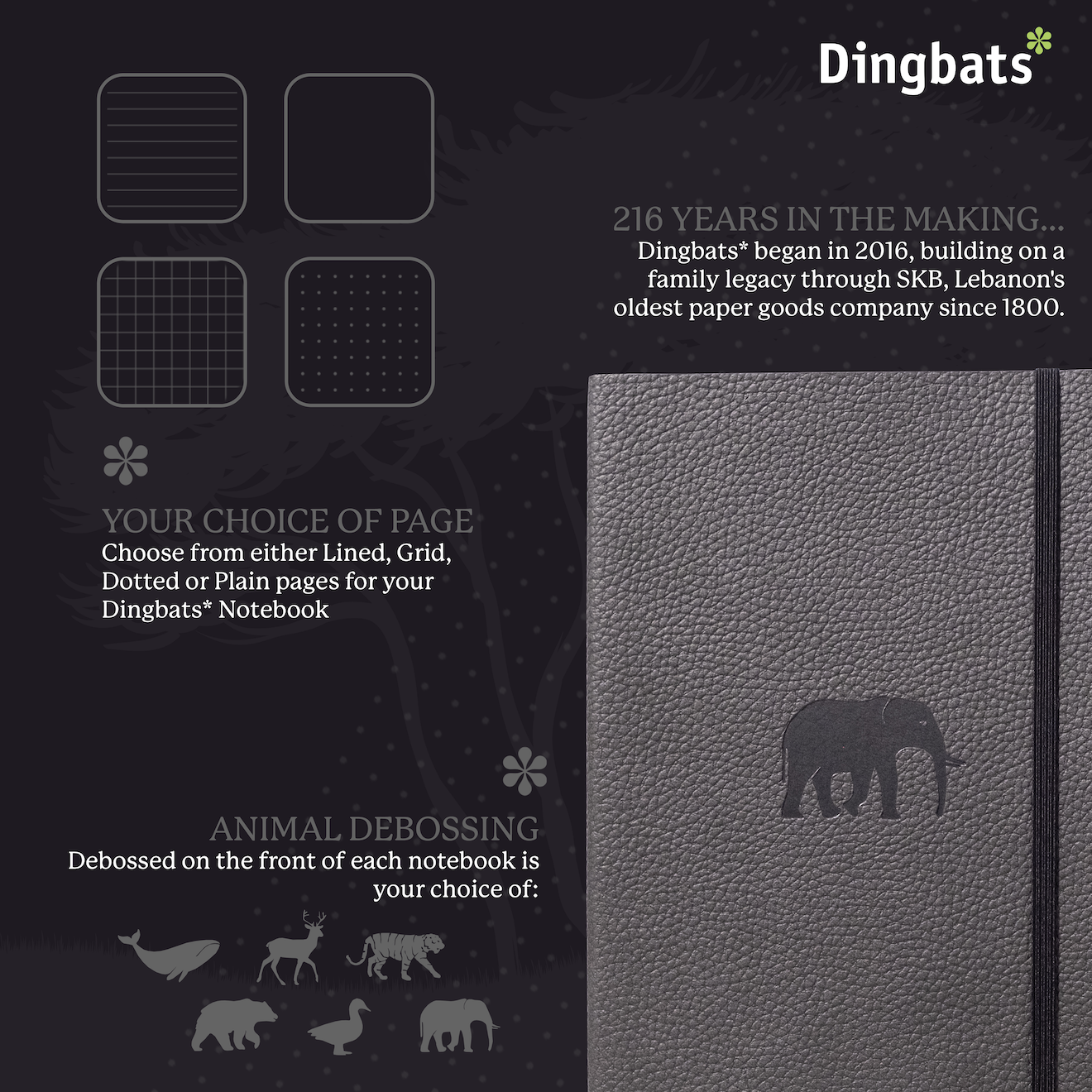 Grey Elephant A5+ (15.5 x 21.5 cm)